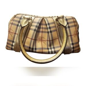 Burberry Haymarket Check PVC Leather with Gold Accents & COA